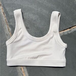 ALO Yoga White Ribbed Sports Bra